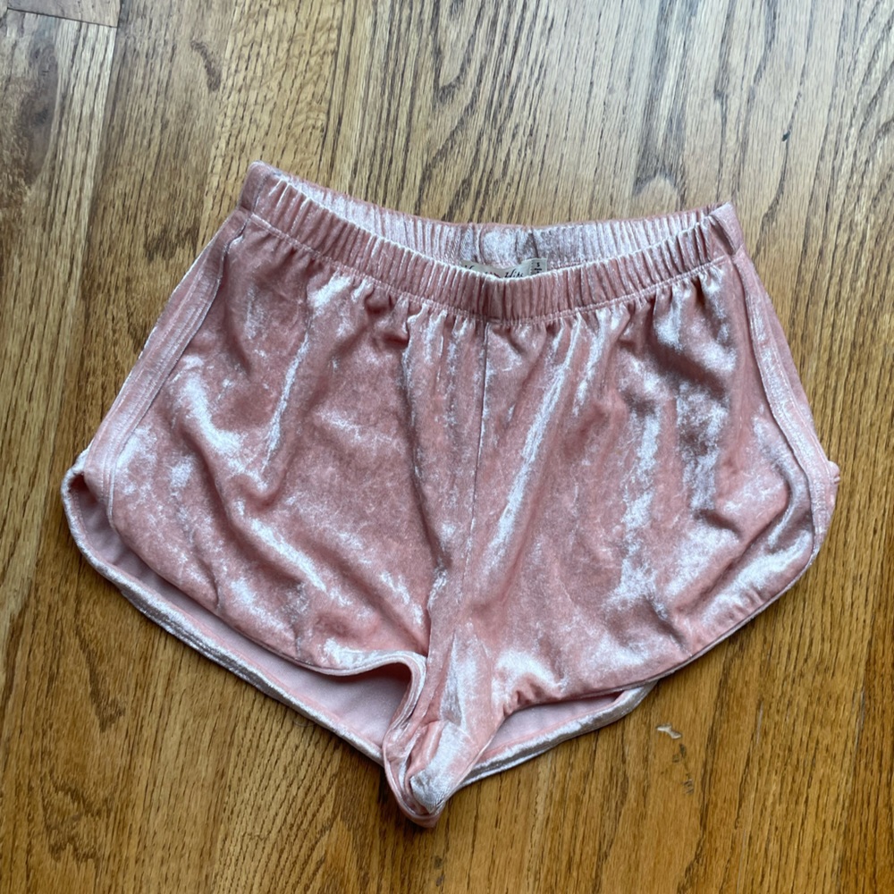 Super soft pink velvet booty shorts